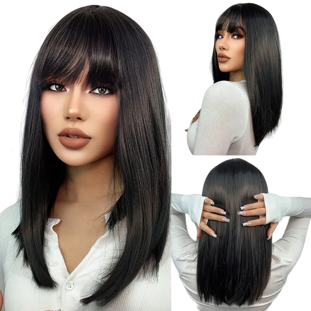 Chic Short Straight Bob Wig with Bangs – Effortless Elegance