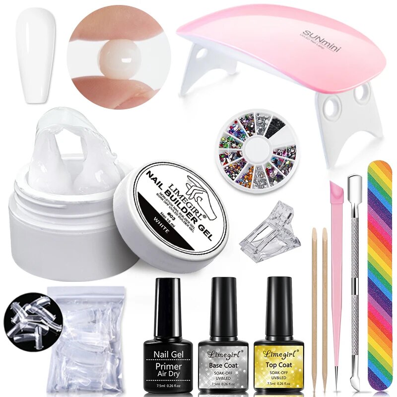 Nail Gel Extension Set-Manicure Kit with LED Lamp