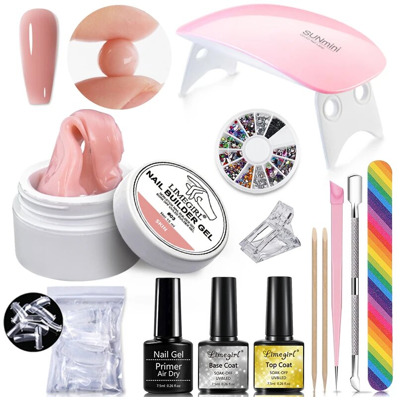 Nail Gel Extension Set-Manicure Kit with LED Lamp