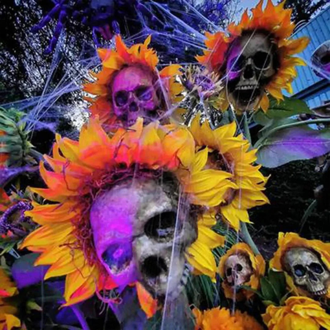 halloween-decor-skull-sunflower-outdoor-sunflower-decorative-stake