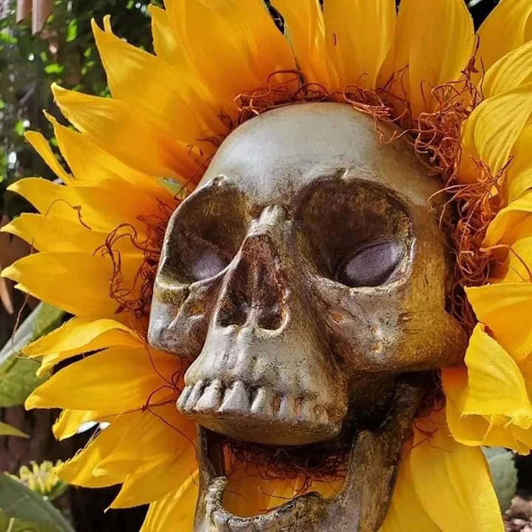 halloween-decor-skull-sunflower-outdoor-sunflower-decorative-stake