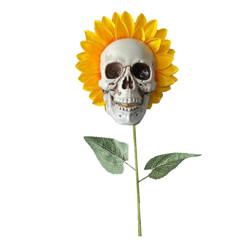 halloween-decor-skull-sunflower-outdoor-sunflower-decorative-stake