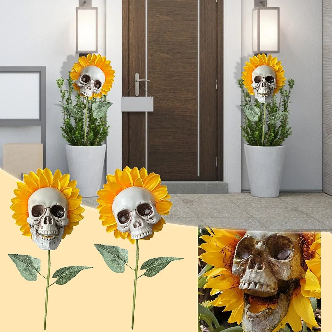 halloween-decor-skull-sunflower-outdoor-sunflower-decorative-stake