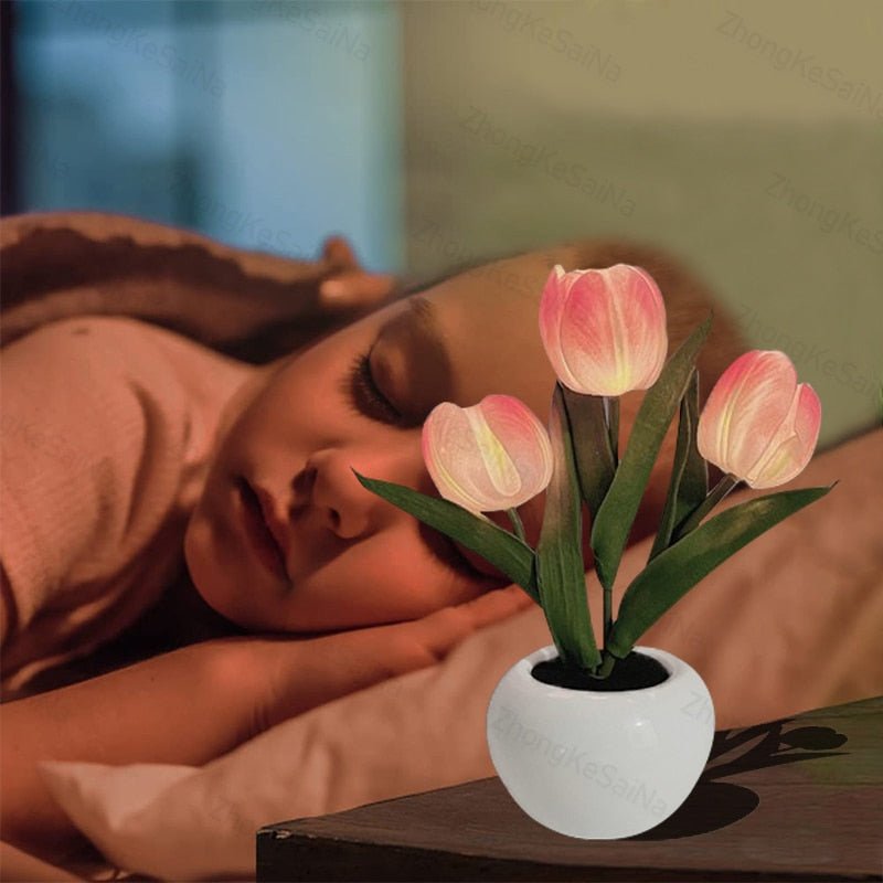 led-tulip-night-light-table-lamp-desk-lamp-led-simulation-tulip-night-light-with-vase