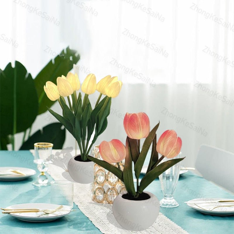 led-tulip-night-light-table-lamp-desk-lamp-led-simulation-tulip-night-light-with-vase