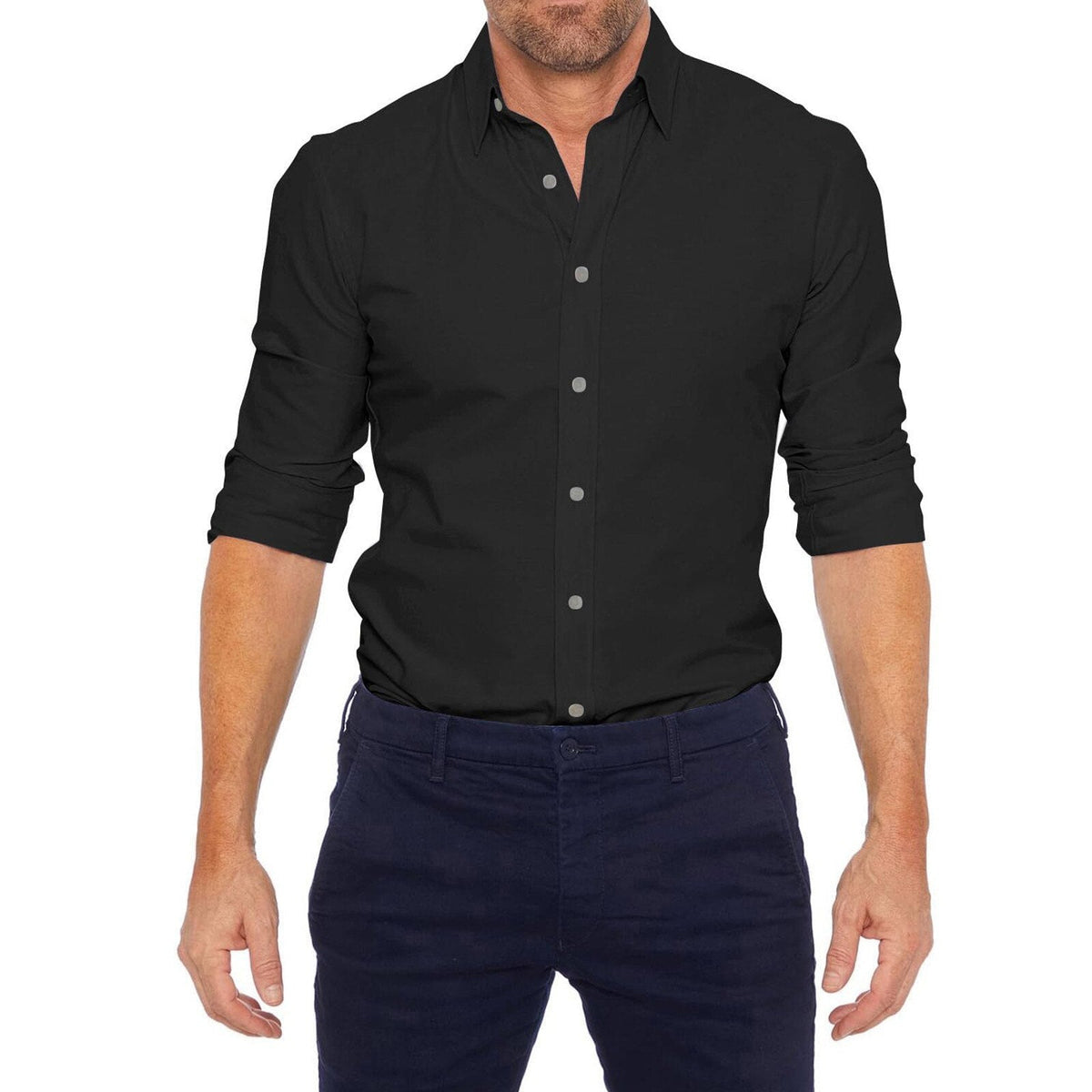 oxford-stretch-zip-shirt-no-iron-wrinkle-free-casual-button-down-long-sleeve